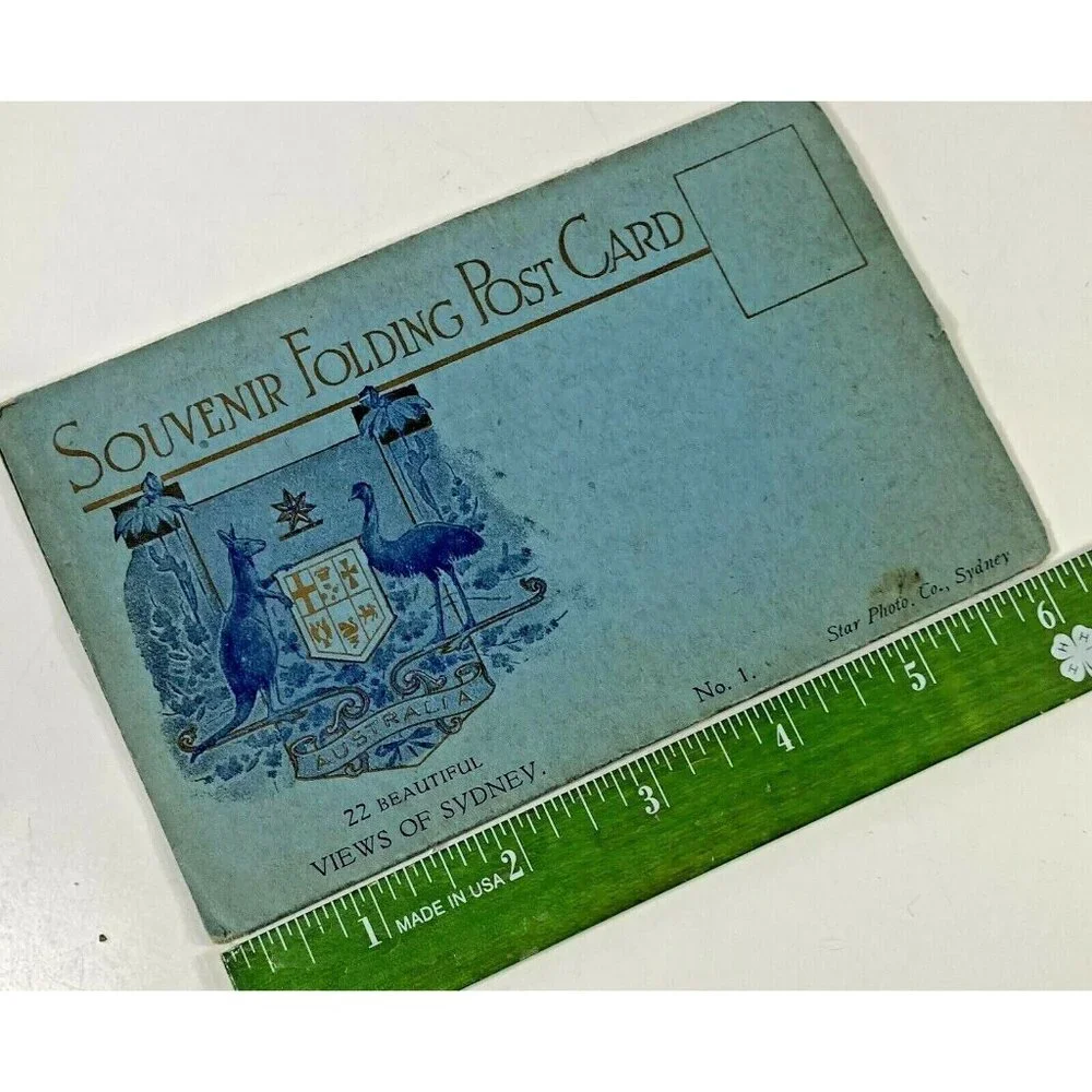 Sydney Australia Postcards 22 Picture Print Fold Out Unposted Blue Gold 1900s